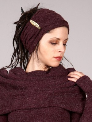 Toonzshop Aikköoz Feathered Headband Hüte Damen Wine | 8716JKFAR