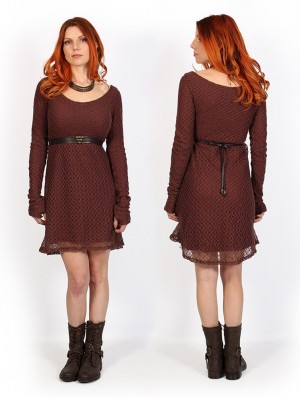 Toonzshop Alchemÿa Crochet Lining Dress Kleid Damen Braun | 9683SCNOX