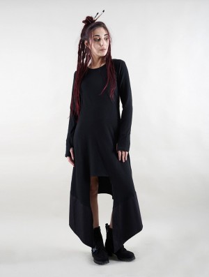 Toonzshop Anat Long Sleeve Long Dress Kleid Damen Schwarz | 8659CSTGY