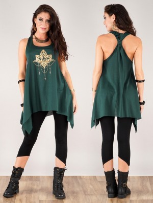 Toonzshop Anitaya Printed Knotted Sleeveless Tunic Oberteile Damen Gold | 9436FVBRT