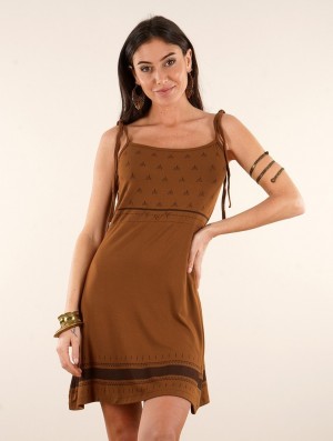 Toonzshop Atkatla Printed Strappy Short Dress Kleid Damen Sienna | 1726IATVS