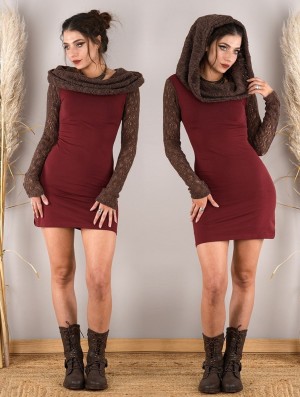 Toonzshop Atmäa Crochet Long Sleeved Dress Kleid Damen Braun | 4631WULJA