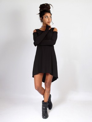 Toonzshop Atsuka Tunic Dress Kleid Damen Schwarz | 5942OUZQL