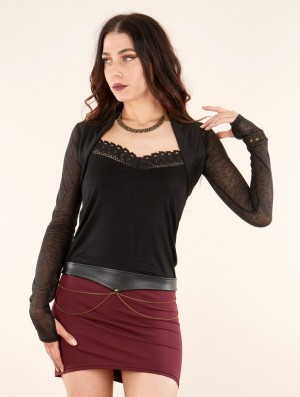 Toonzshop Ayläa Semi Transparent Bolero Oberteile Damen Schwarz | 1392TQHFO