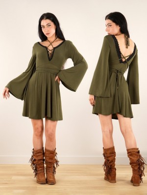 Toonzshop Bohemian Dress "Orphée" Kleid Damen Grün | 0862MZRKL