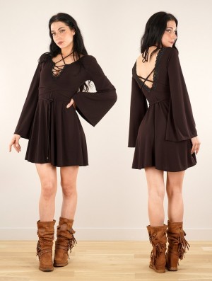 Toonzshop Bohemian Dress "Orphée" Kleid Damen Braun | 2639QOCVT