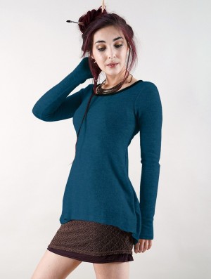 Toonzshop Bohemian Tunic Pullover Pullover Damen Blau | 5049JYWKA