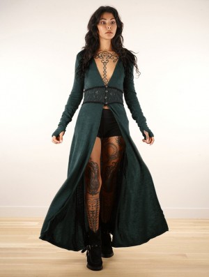 Toonzshop Boho Maxi Cardigan With Crochet Detail Strickjacke Damen Tealblue | 3201GKTZM