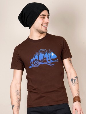Toonzshop Cameleon Printed Short Sleeve T-shirt T-Shirt Herren Braun | 2071DYNJU