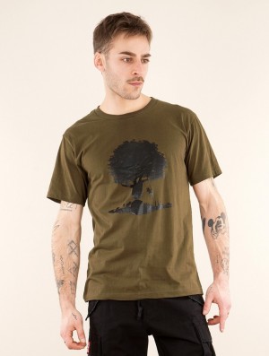 Toonzshop Castor Tree Printed Short Sleeve T-shirt T-Shirt Herren Hellgrün | 5620XQYHW