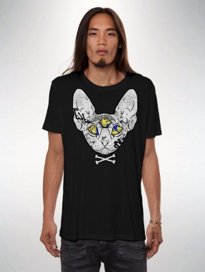 Toonzshop Catsin Printed Short Sleeve T-shirt T-Shirt Herren Schwarz | 0254IJBSA