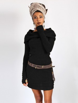 Toonzshop Chryzalide Sweater Dress Kleid Damen Schwarz | 4170EHKXS