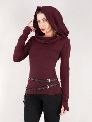 Toonzshop Chryzz Long Sleeve Top Oberteile Damen Wine | 2450EQXFO
