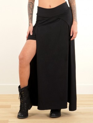 Toonzshop Creature Split Long Skirt Rock Damen Schwarz | 8942FTCBS