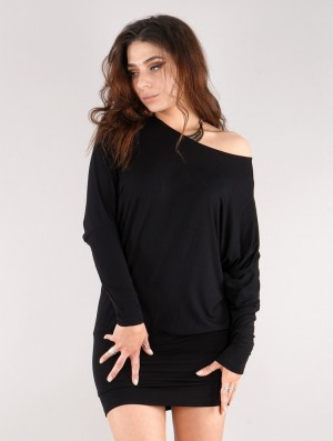 Toonzshop Daedra Short Dress With Bat Wing Sleeve Kleid Damen Schwarz | 4015VHBGL