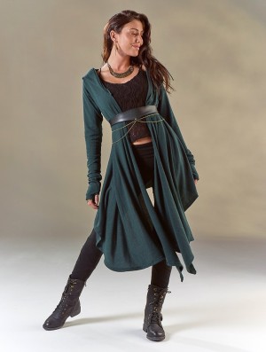Toonzshop Danaeriz Long Sleeve Hooded Shawl Cardigan Strickjacke Damen Dunkelblau | 1946OGASN