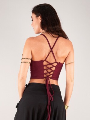 Toonzshop Dara Crop Top Bra BHs Damen Wine | 5920OSJRD