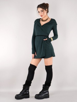 Toonzshop Dark Wrap Sweater Dress Kleid Damen Dunkel | 7850JCTOE
