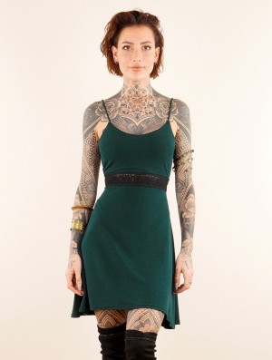 Toonzshop Düune Skater Dress With Crochet Kleid Damen Pfauen | 6812RJZBE