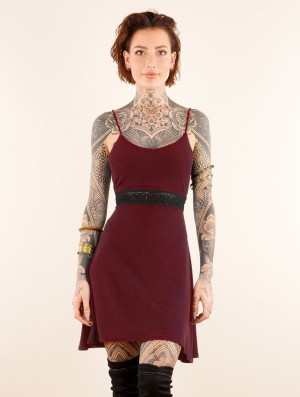Toonzshop Düune Skater Dress With Crochet Kleid Damen Wine | 1380SROUL
