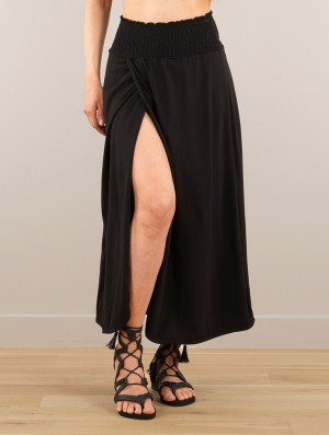 Toonzshop Dune Wrap Long Skirt Rock Damen Schwarz | 7083ILWBT