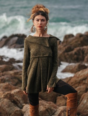 Toonzshop Ekantika Tunic Pullover Pullover Damen Grün | 7265IKCRM