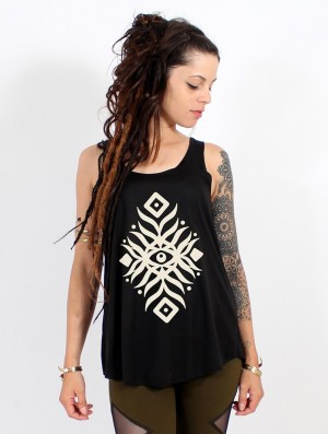 Toonzshop Elbana Printed Tank Top Tanktop Damen Schwarz Beige | 5863AURVJ