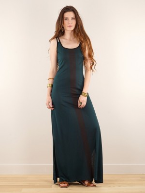 Toonzshop Electra Umbas Printed Long Split Strappy Dress Kleid Damen Blau | 1956CPWSY