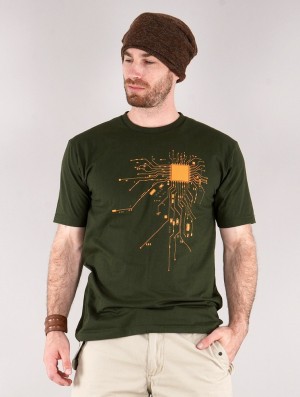 Toonzshop Electrosystem Printed Short Sleeve T-shirt T-Shirt Herren Grün | 4327AZJEU