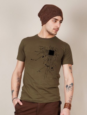 Toonzshop Electrosystem Printed Short Sleeve T-shirt T-Shirt Herren Hellgrün | 5217FMDTB