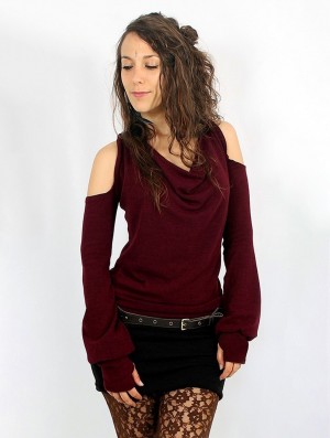 Toonzshop Elixir Bare Shoulder Pullover Pullover Damen Wine | 9017QDKRH