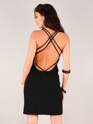 Toonzshop Emiko Bare Back Sleeveless Short Dress Kleid Damen Schwarz | 5861JYUAP