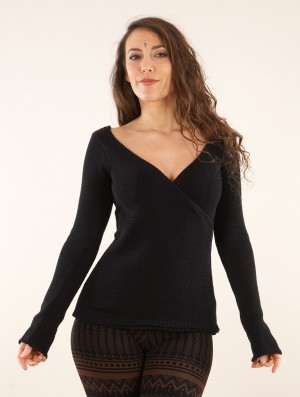 Toonzshop Endarial Reversible Open Work Knit Sweater Pullover Damen Schwarz | 4831FVATK