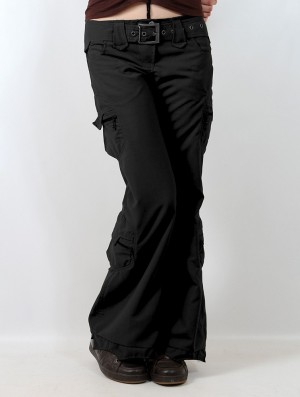 Toonzshop Enigma Flared Cargo Pants Hose Damen Schwarz | 7964JREIK