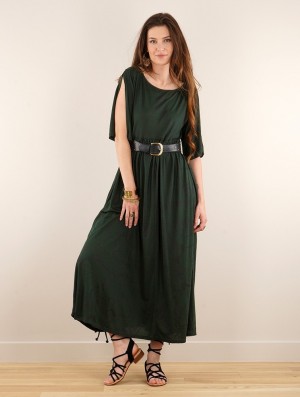Toonzshop Eorynn Africa Printed Oversized Long Dress Kleid Damen Forest | 3087MDZCY
