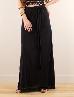 Toonzshop Eressea Anazraa Printed Long Skirt Rock Damen Schwarz | 8104JWZEG