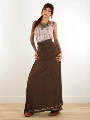 Toonzshop Eressea Anazraa Printed Long Skirt Rock Damen Braun | 2073TGLUW