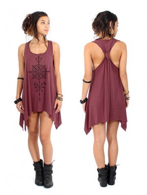 Toonzshop Freyja Printed Knotted Sleeveless Tunic Oberteile Damen Schwarz | 9817AMCQH
