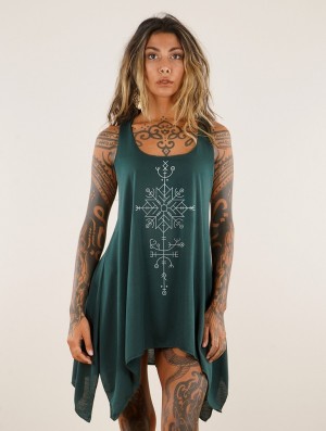 Toonzshop Freyja Printed Knotted Sleeveless Tunic Oberteile Damen Silber | 3768RMGYD