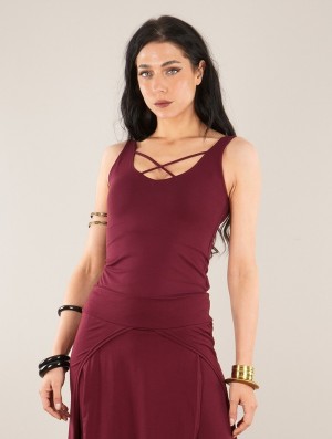 Toonzshop Full Moon Reversible Top Oberteile Damen Wine | 8754ZMXHW