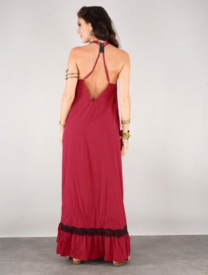 Toonzshop Gaia Long Dress Kleid Damen Rot | 1647RVNSF