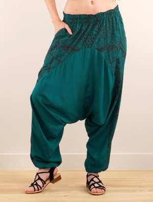 Toonzshop Ginie Africa Printed Light Harem Pants Hose Damen Schwarz | 9546UPYWJ
