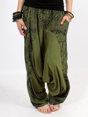 Toonzshop Ginie Africa Printed Light Harem Pants Hose Damen Grün Schwarz | 7823ZTOSJ