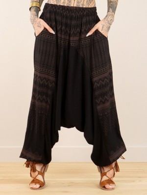 Toonzshop Ginie Aztec Light Harem Pants Hose Damen Schwarz Braun | 6310GSUXQ