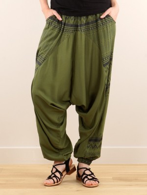 Toonzshop Ginie Aztec Light Harem Pants Hose Damen Khaki Schwarz | 1047WGQAH