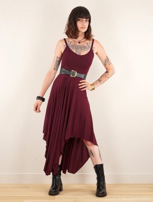 Toonzshop Gypse Asymmetric Flared Long Dress Kleid Damen Wine | 8763DORMI