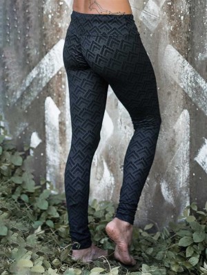 Toonzshop Hatha Longma Printed Long Leggings Leggings Damen Schwarz | 7680TBUXW