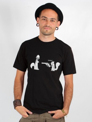 Toonzshop Hazelnut Hold-up Printed Short Sleeve T-shirt T-Shirt Herren Schwarz | 8597SHPUC