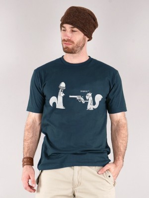 Toonzshop Hazelnut Hold-up Printed Short Sleeve T-shirt T-Shirt Herren Dunkelblau | 3601YGWJI