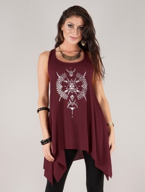 Toonzshop Ilanga Printed Knotted Sleeveless Tunic Oberteile Damen Silber | 6170KVBGU